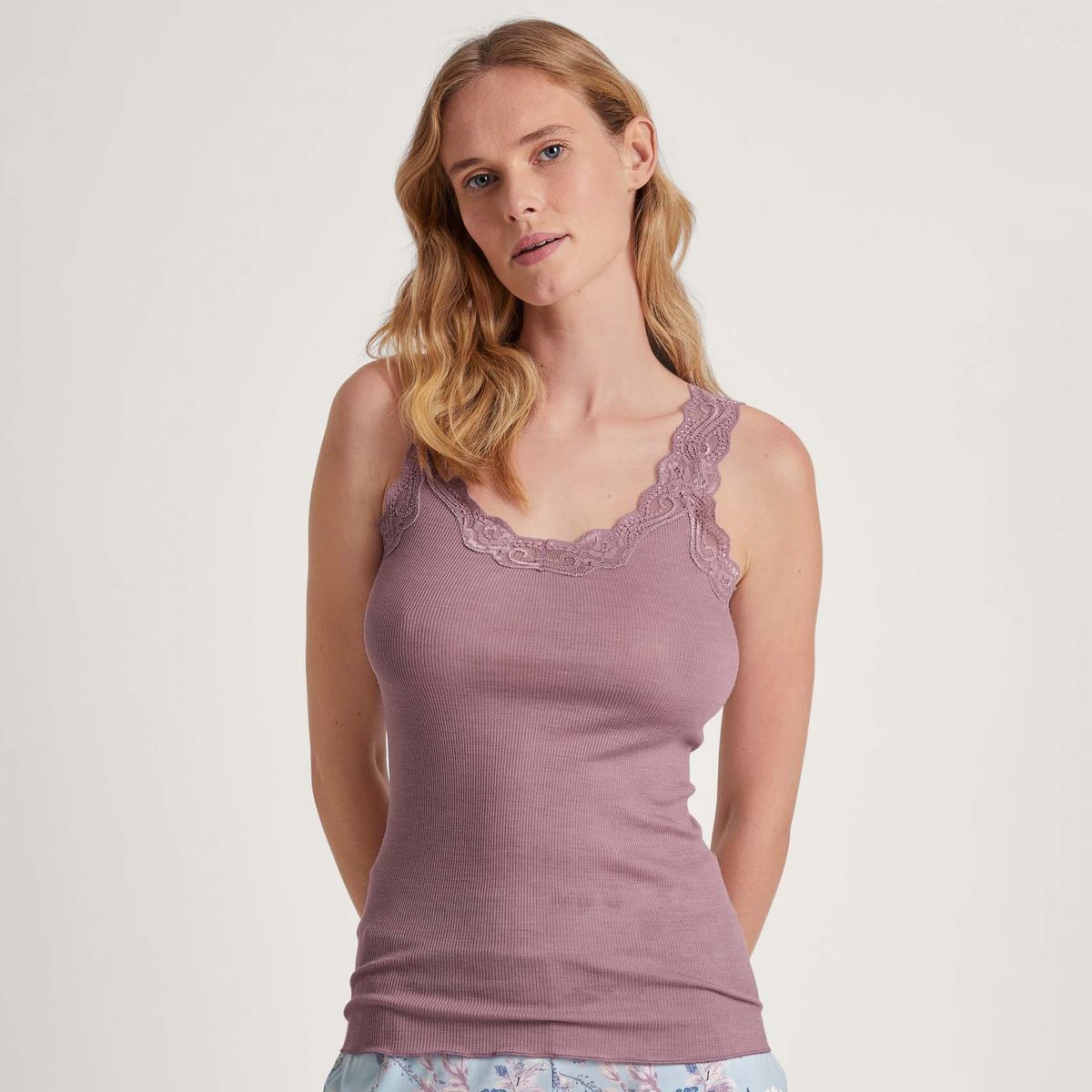 Calida Richesse Lace Ull Singlet Blonde Elderberry